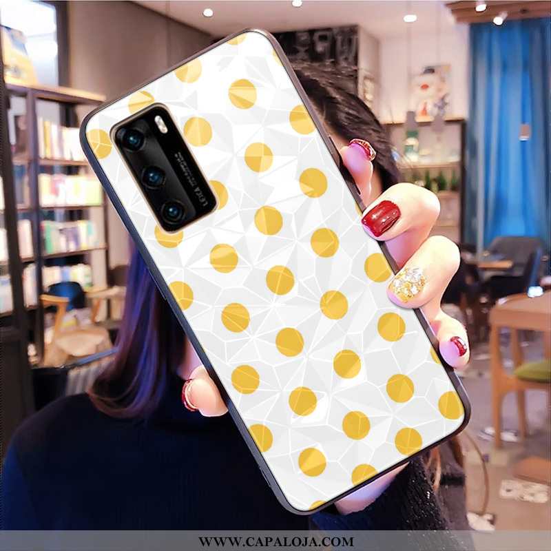 Capas Huawei P40 Quadriculada Diamante Telemóvel Verde, Capa Huawei P40 Florido Online