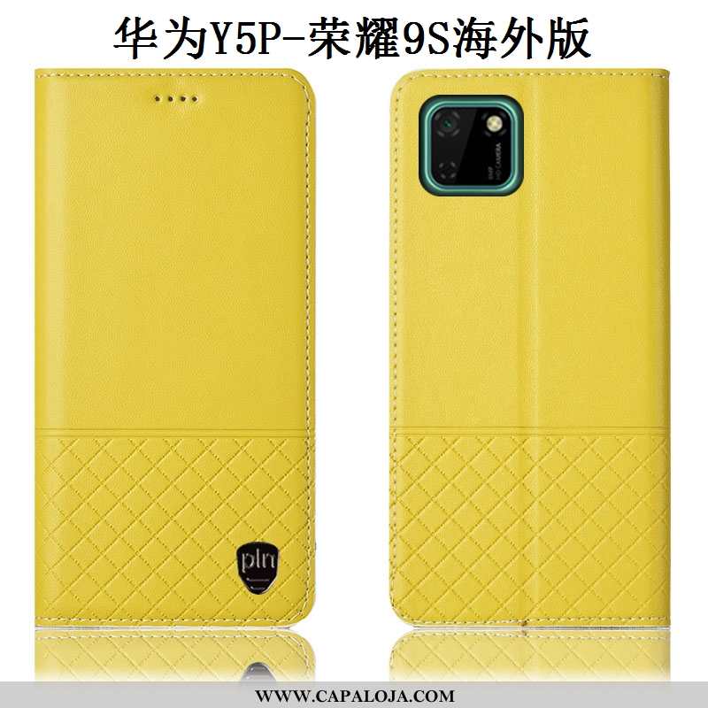 Capas Huawei Y5p Couro Genuíno Completa Cover Amarelo, Capa Huawei Y5p Protetoras Promoção