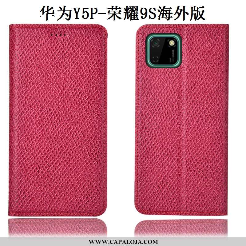 Capas Huawei Y5p Couro Legitimo Antiqueda Telemóvel Malha Vermelho, Capa Huawei Y5p Protetoras Promo