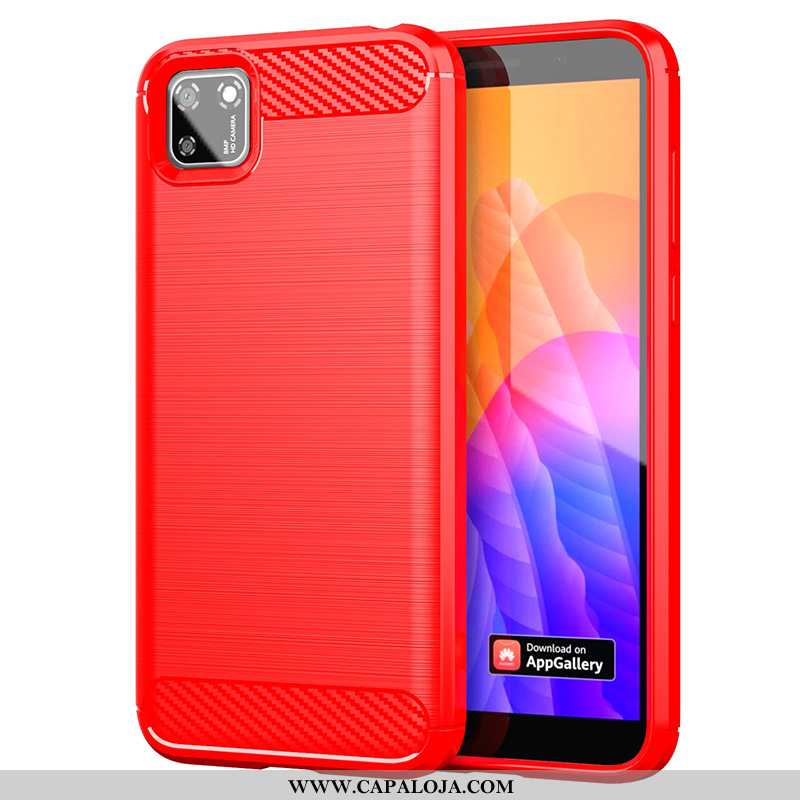 Capas Huawei Y5p Silicone Fibra Protetoras Telemóvel Vermelho, Capa Huawei Y5p Soft Barato