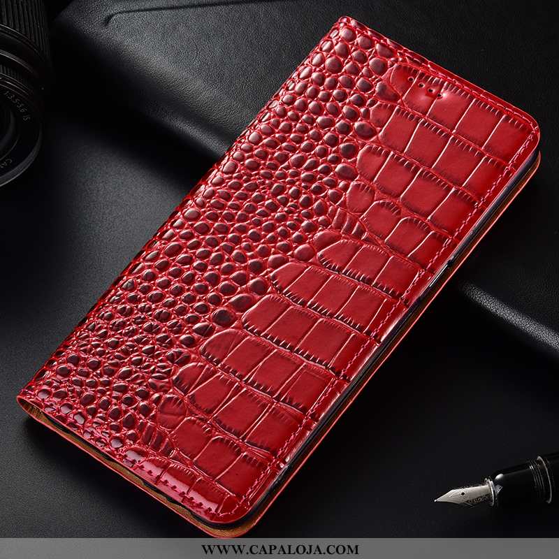 Capas Huawei Y6 2020 Couro Genuíno Crocs Telemóvel Cases Vermelho, Capa Huawei Y6 2020 Couro Barato