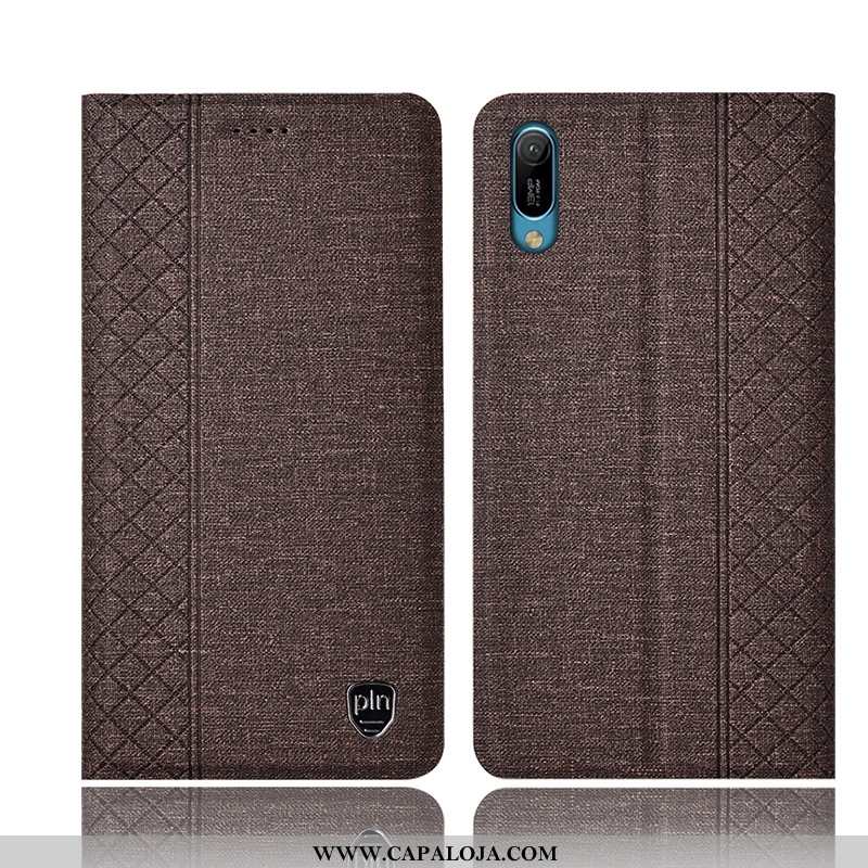 Capas Huawei Y6 2020 Couro Telemóvel Completa 2020 Castanho, Capa Huawei Y6 2020 Linho Baratas