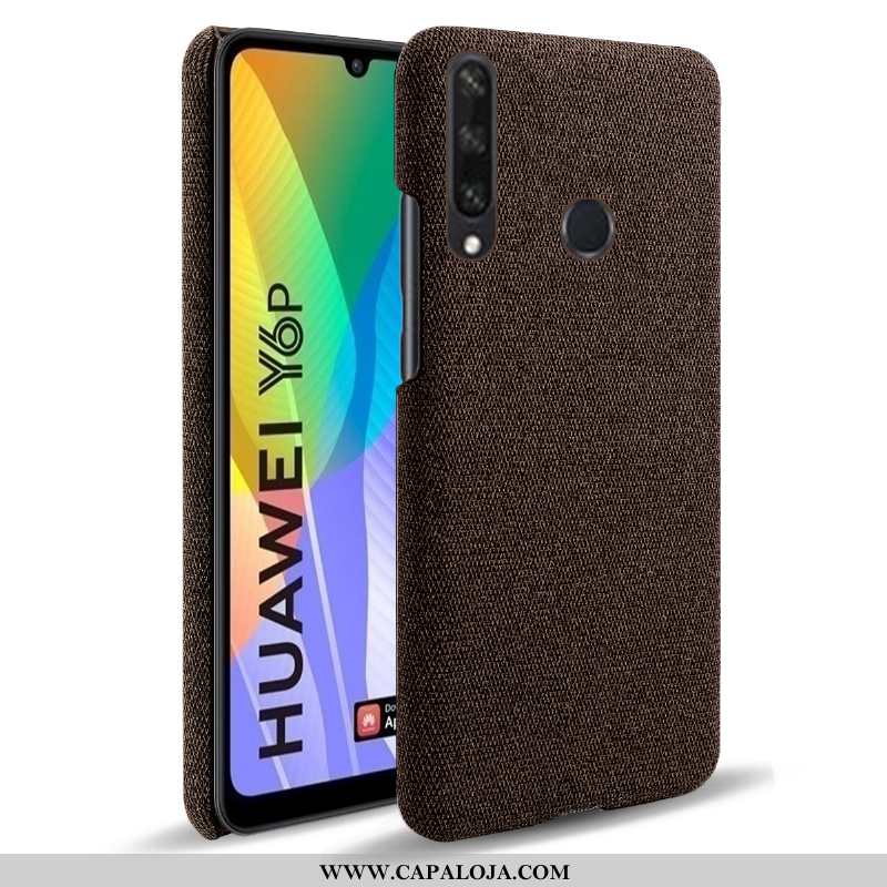 Capas Huawei Y6p Couro Cases Simples Quadrada Cinza, Capa Huawei Y6p Comprar