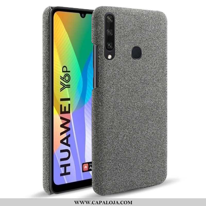 Capas Huawei Y6p Couro Cases Simples Quadrada Cinza, Capa Huawei Y6p Comprar