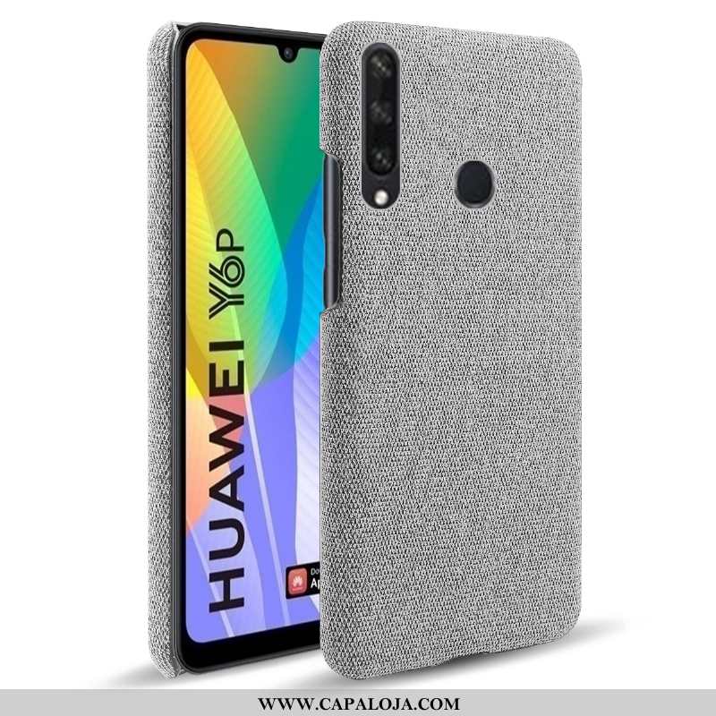 Capas Huawei Y6p Couro Cases Simples Quadrada Cinza, Capa Huawei Y6p Comprar