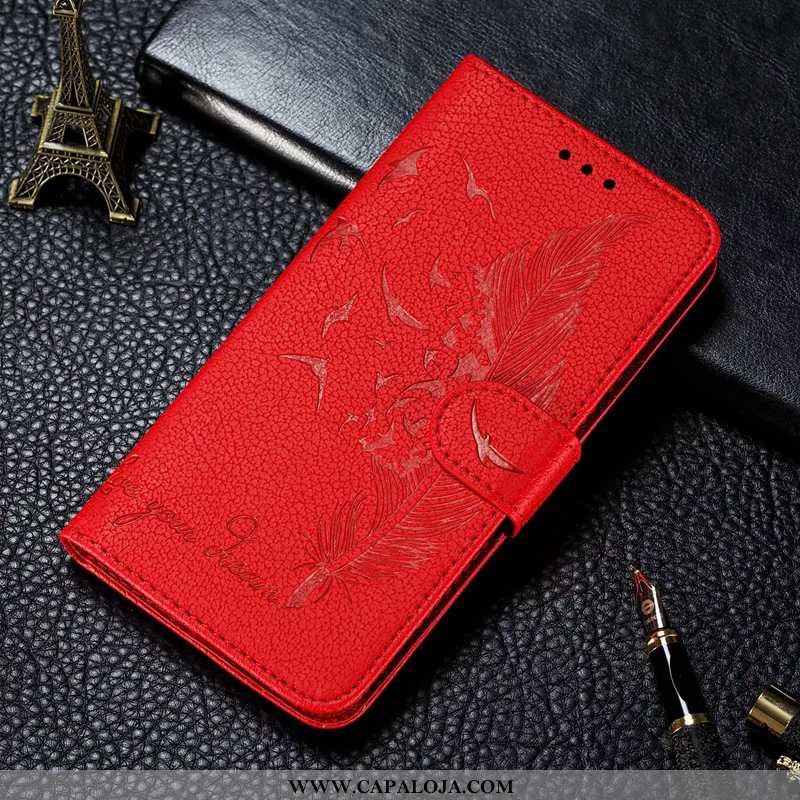 Capas Huawei Y6p Couro Completa Antiqueda Telemóvel Vermelho, Capa Huawei Y6p Carteira Barato