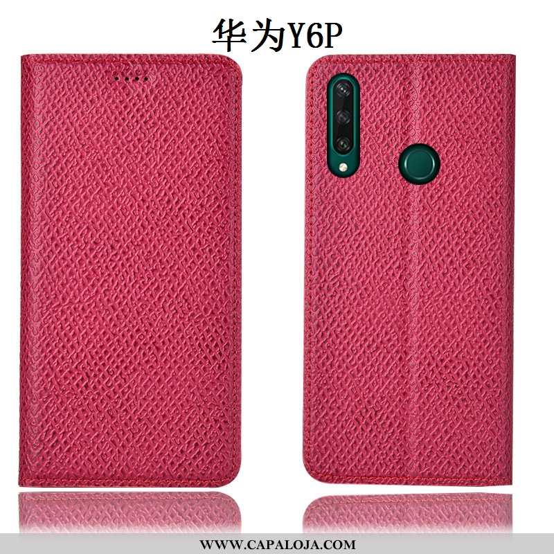 Capas Huawei Y6p Couro Genuíno Antiqueda Telemóvel Cases Vermelho, Capa Huawei Y6p Protetoras Barato