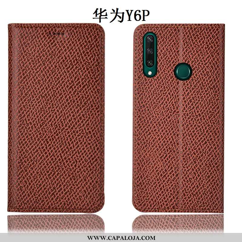 Capas Huawei Y6p Couro Genuíno Antiqueda Telemóvel Cases Vermelho, Capa Huawei Y6p Protetoras Barato