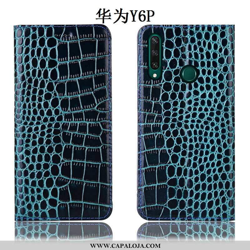 Capas Huawei Y6p Protetoras Flatform Telemóvel Azul, Capa Huawei Y6p Couro Legitimo Barato