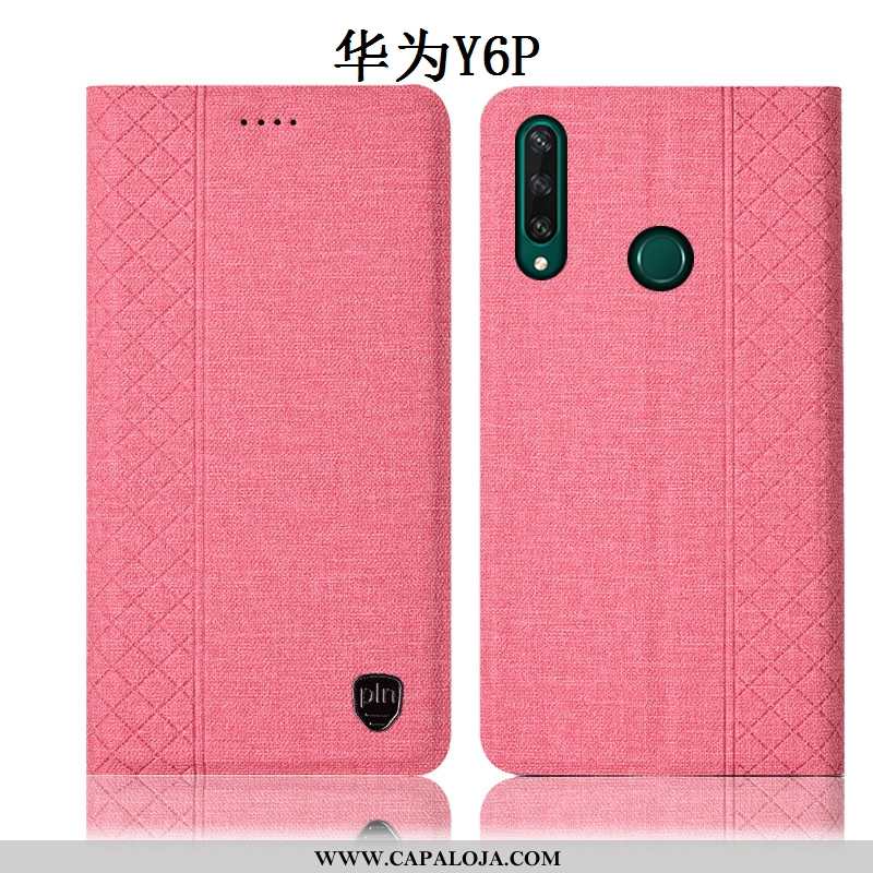 Capas Huawei Y6p Protetoras Rosa Cases Couro, Capa Huawei Y6p Linho Baratas