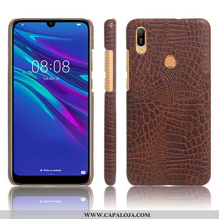 Capas Huawei Y6s Couro Preto Crocs Antiqueda, Capa Huawei Y6s Protetoras Online