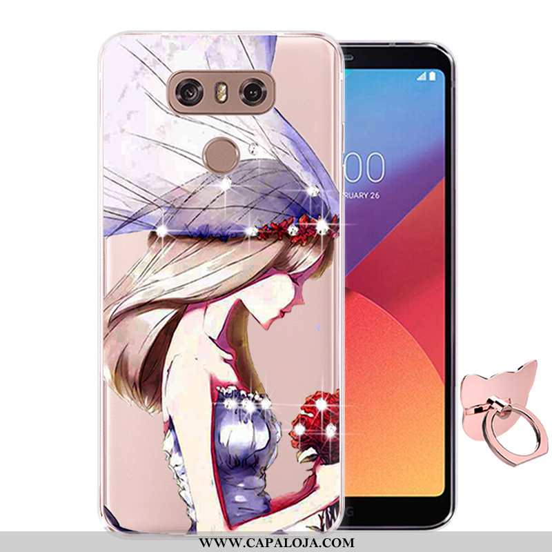 Capas Lg G6 Desenho Animado Pintado Antiqueda Protetoras Rosa, Capa Lg G6 Soft Barato