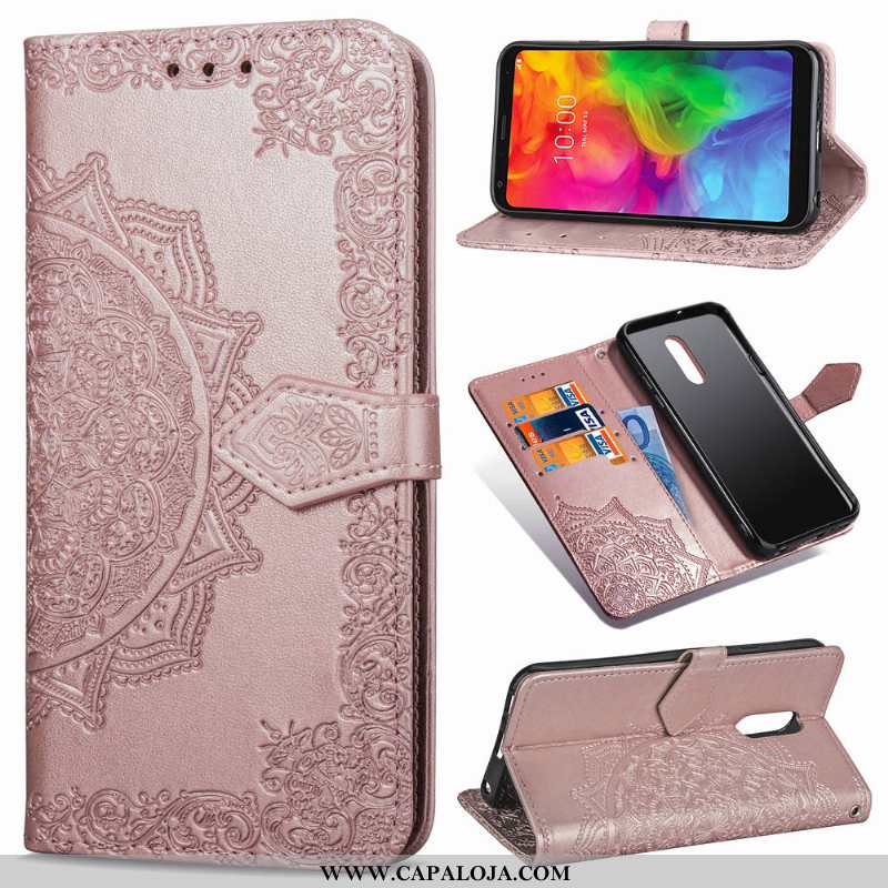 Capas Lg Q7 Couro Floral Cases Preto, Capa Lg Q7 Protetoras Comprar