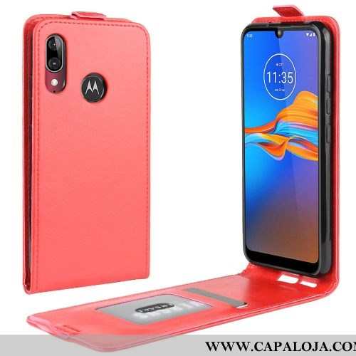 Capas Moto E6 Plus Tendencia Negócio Carteira Couro Vermelho, Capa Moto E6 Plus Protetoras Online