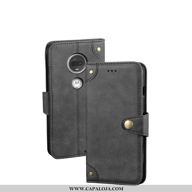 Capas Moto G7 Couro Telemóvel Carteira Preto, Capa Moto G7 Protetoras Promoção