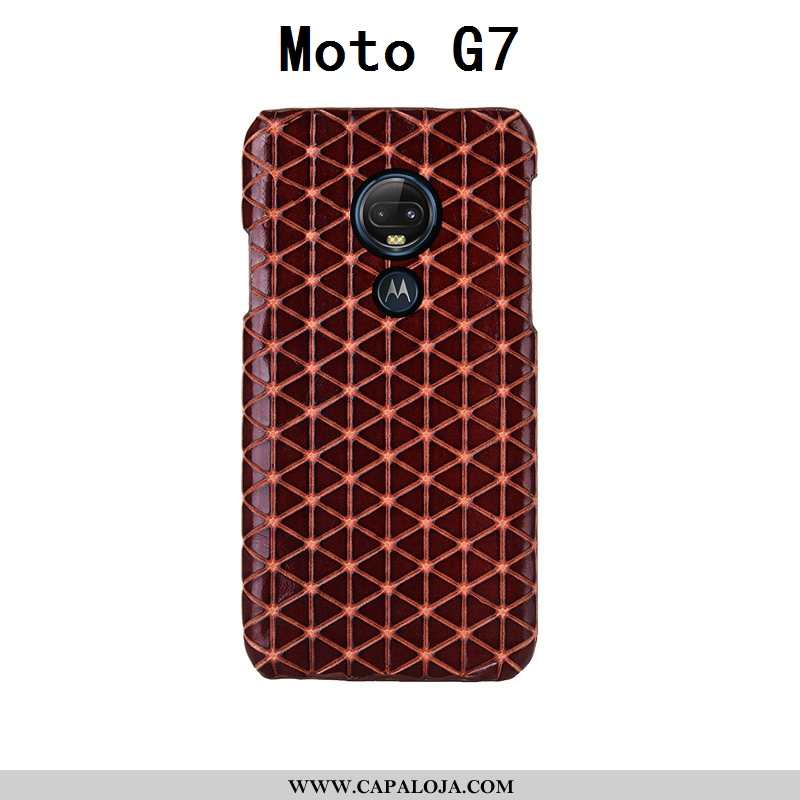 Capas Moto G7 Moda Couro Genuíno Traseira Cases Preto, Capa Moto G7 Luxo Baratos