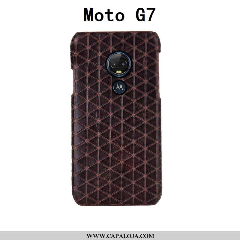 Capas Moto G7 Moda Couro Genuíno Traseira Cases Preto, Capa Moto G7 Luxo Baratos