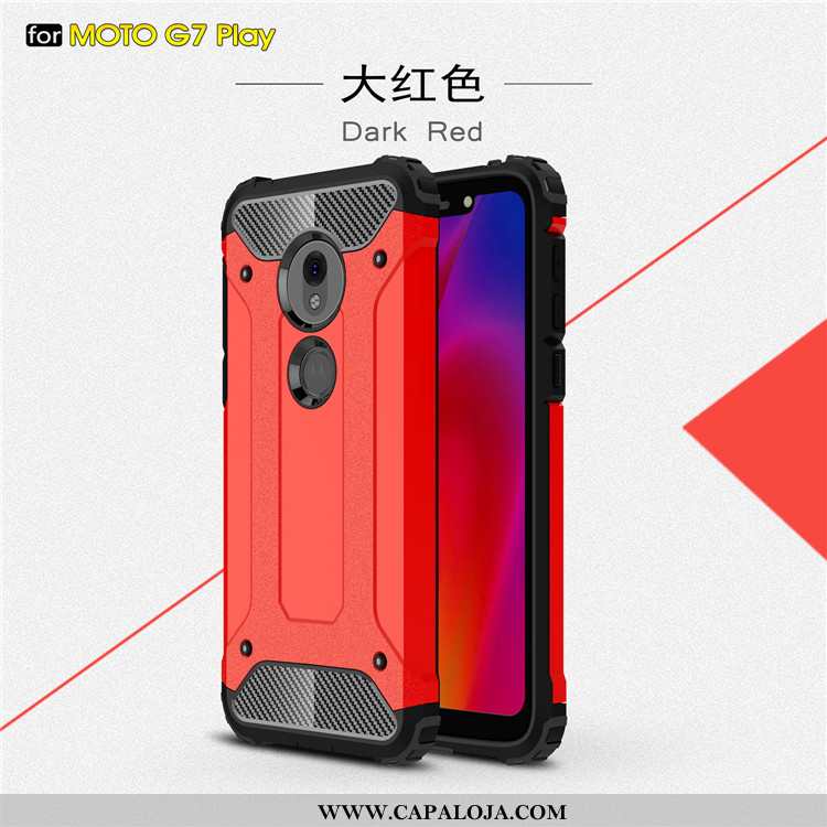 Capas Moto G7 Play Protetoras Antiqueda Completa Vermelha Vermelho, Capa Moto G7 Play Cases Barato