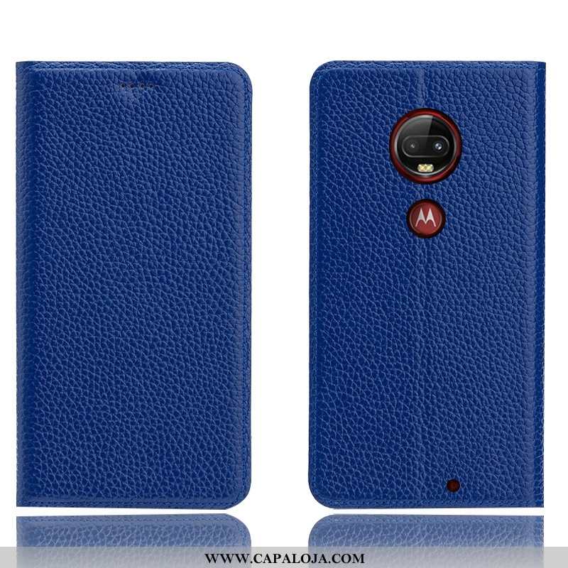 Capas Moto G7 Plus Protetoras Cases Completa Telemóvel Azul, Capa Moto G7 Plus Couro Legitimo Venda