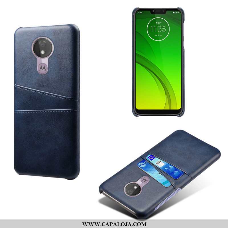 Capas Moto G7 Power Couro Azul Cases Telemóvel, Capa Moto G7 Power Resistente Barato