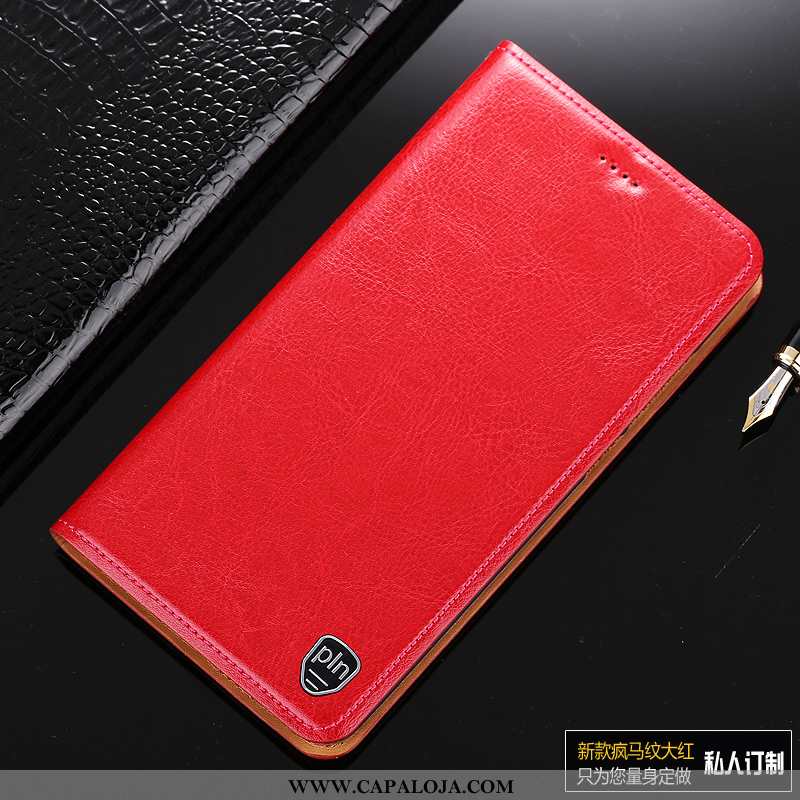 Capas Moto G7 Power Couro Genuíno Vermelha Antiqueda Vermelho, Capa Moto G7 Power Protetoras Barato