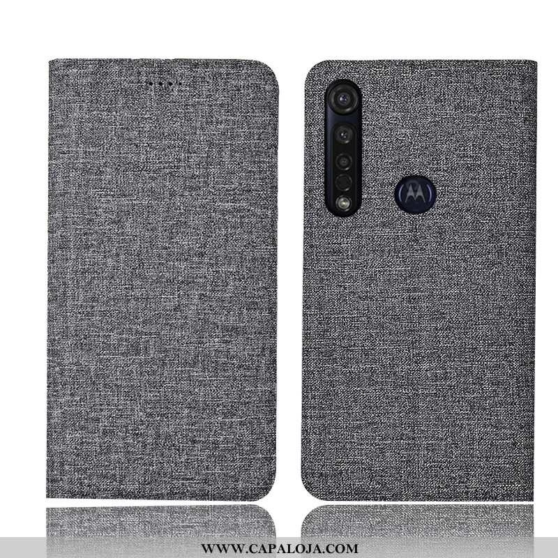 Capas Moto G8 Plus Protetoras Cases Telemóvel Cinza, Capa Moto G8 Plus Linho Baratas