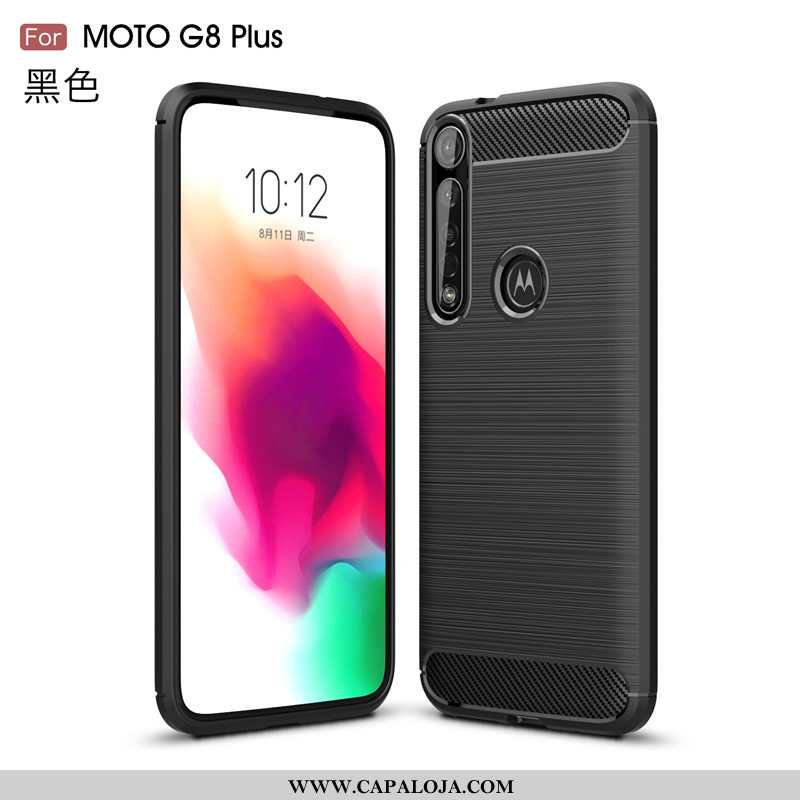 Capas Moto G8 Plus Protetoras Telemóvel Anti Suor Preto, Capa Moto G8 Plus Soft Barato