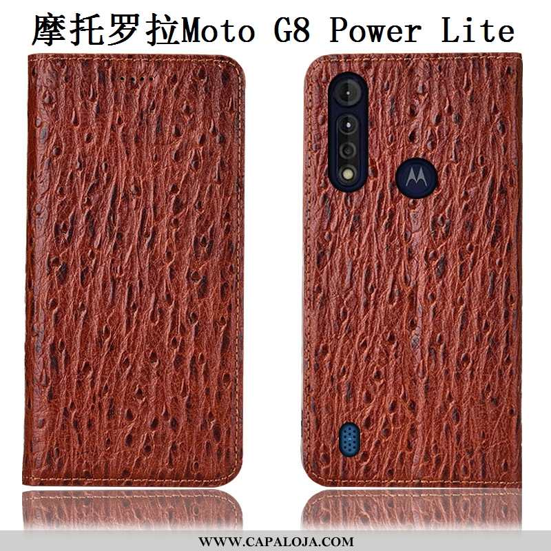 Capas Moto G8 Power Lite Couro Genuíno Antiqueda Vermelha Telemóvel Vermelho, Capa Moto G8 Power Lit