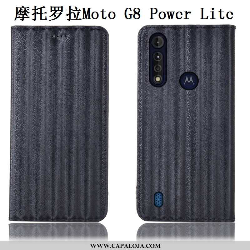 Capas Moto G8 Power Lite Couro Genuíno Preto Antiqueda Cases, Capa Moto G8 Power Lite Protetoras Ven