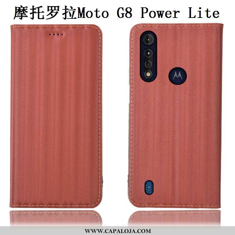 Capas Moto G8 Power Lite Couro Genuíno Preto Antiqueda Cases, Capa Moto G8 Power Lite Protetoras Ven