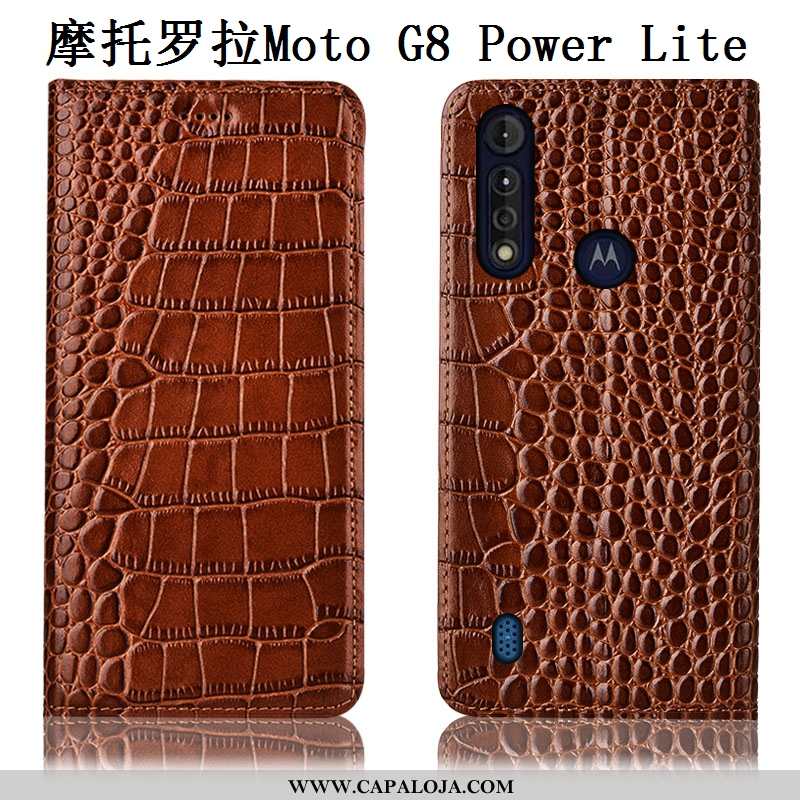 Capas Moto G8 Power Lite Protetoras Tigrada Cover Marrom Castanho, Capa Moto G8 Power Lite Couro Gen