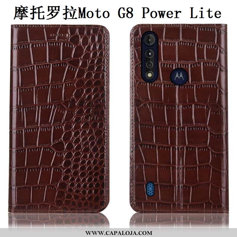 Capas Moto G8 Power Lite Protetoras Tigrada Cover Marrom Castanho, Capa Moto G8 Power Lite Couro Gen