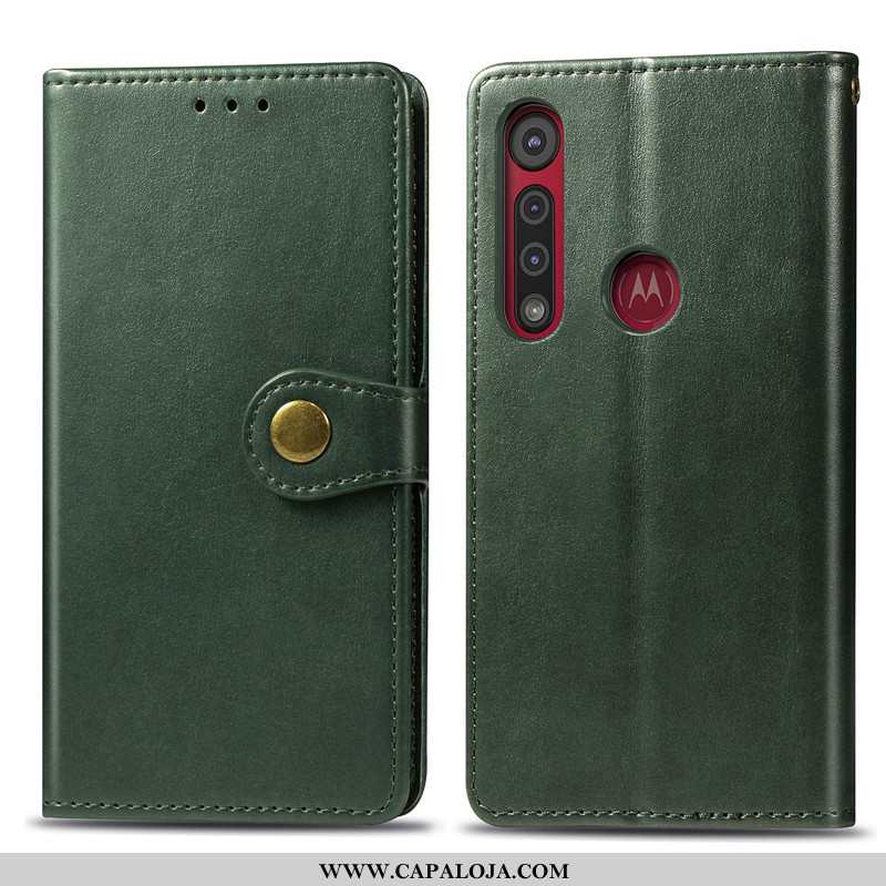 Capas Moto G8 Power Protetoras Simples Cases Couro Verde, Capa Moto G8 Power Cordao Promoção