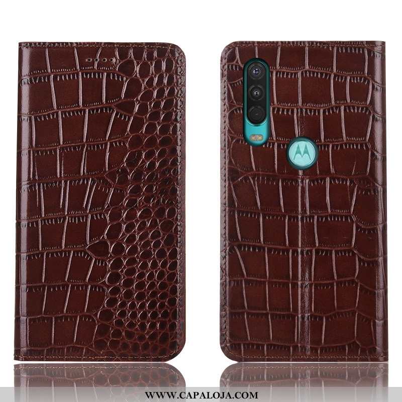 Capas Motorola One Action Couro Genuíno Antiqueda Cover Cases Castanho, Capa Motorola One Action Pro