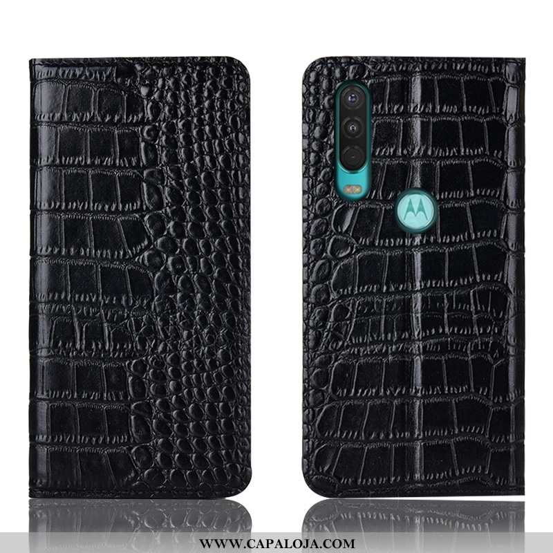 Capas Motorola One Action Couro Genuíno Antiqueda Cover Cases Castanho, Capa Motorola One Action Pro