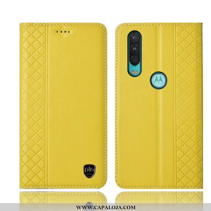 Capas Motorola One Action Couro Genuíno Antiqueda Telemóvel Castanho, Capa Motorola One Action Prote