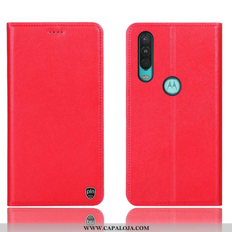 Capas Motorola One Action Protetoras Cases Cover Vermelho, Capa Motorola One Action Couro Legitimo O