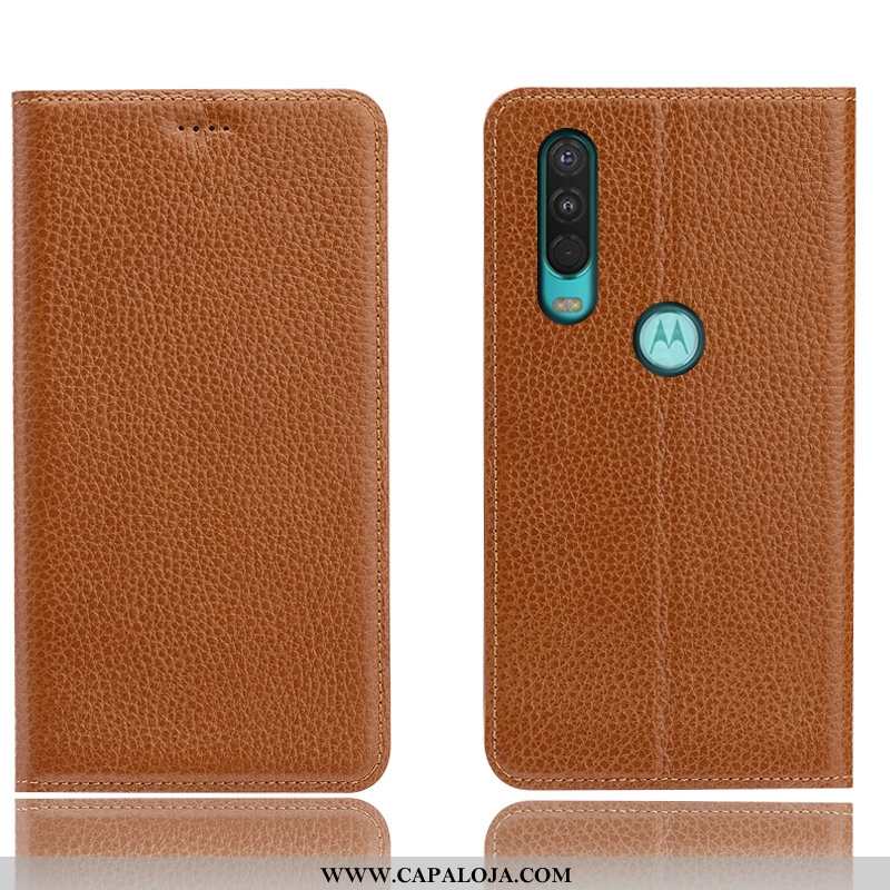 Capas Motorola One Action Protetoras Completa Cover Marrom Castanho, Capa Motorola One Action Couro 