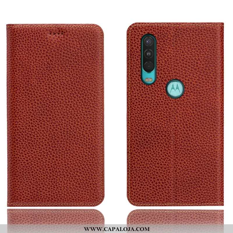 Capas Motorola One Action Protetoras Completa Cover Marrom Castanho, Capa Motorola One Action Couro 