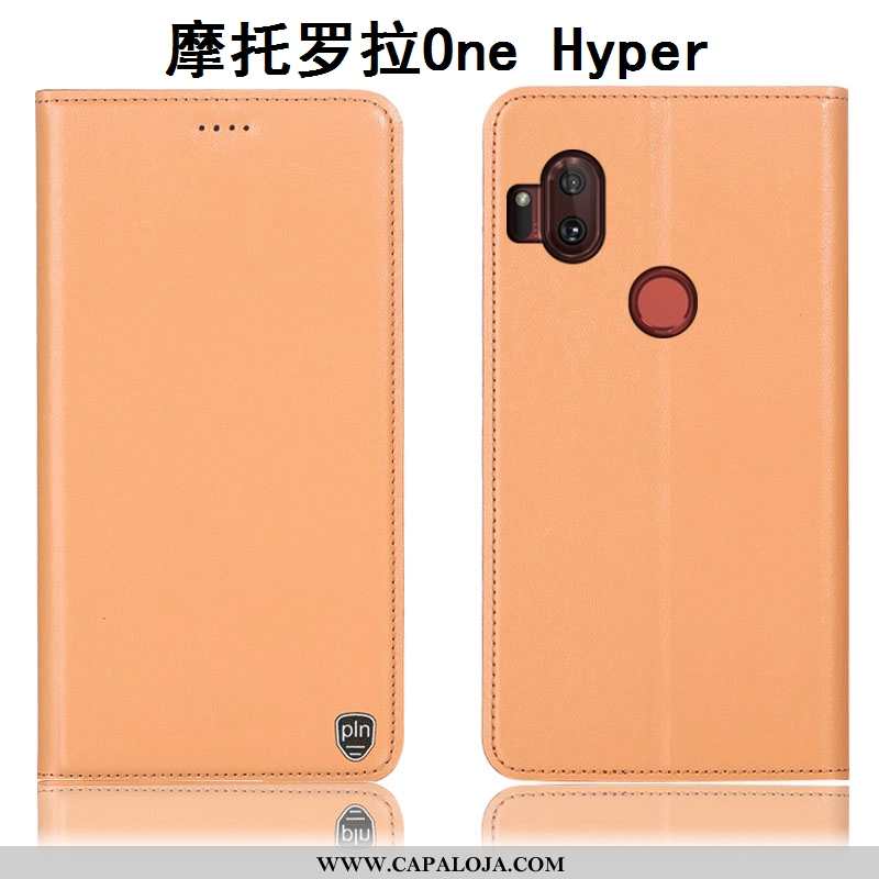 Capas Motorola One Hyper Couro Legitimo Antiqueda Telemóvel Laranja, Capa Motorola One Hyper Proteto