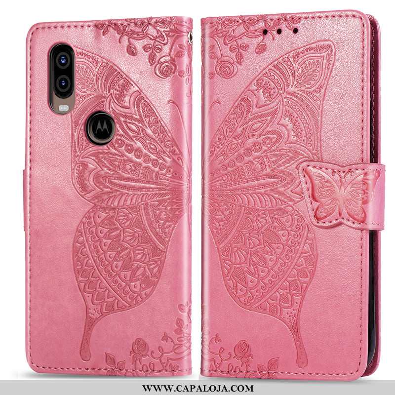 Capas Motorola One Vision Couro Cordao Cover Cases Rosa, Capa Motorola One Vision Protetoras Barato