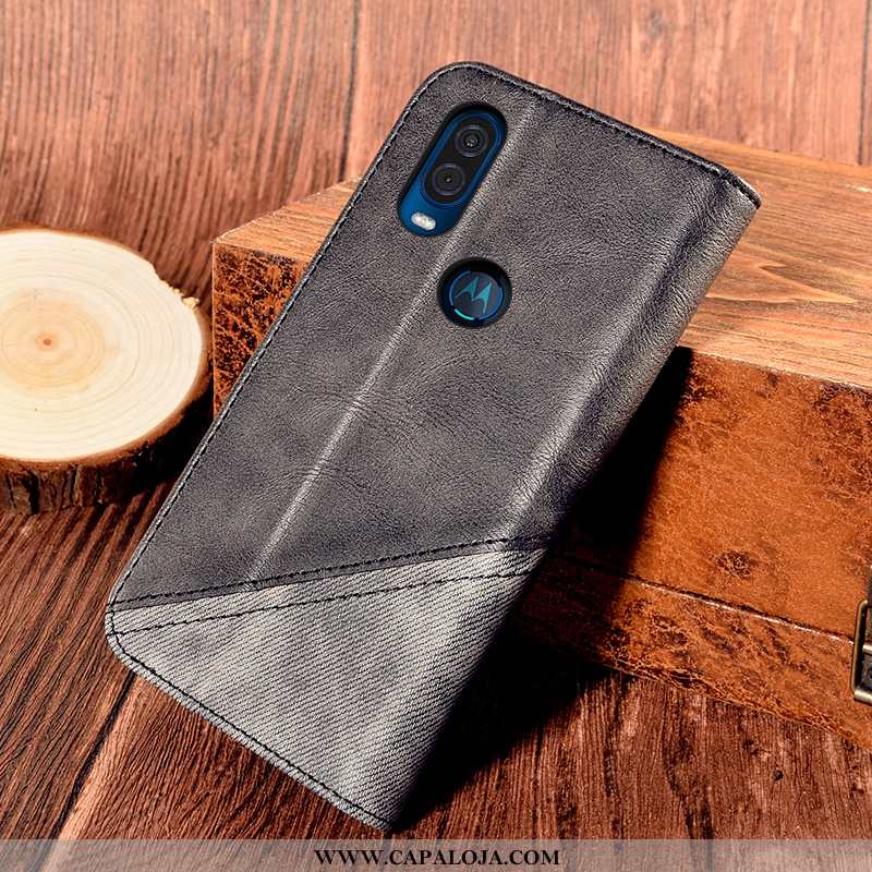 Capas Motorola One Vision Protetoras Telemóvel Preto, Capa Motorola One Vision Couro Venda