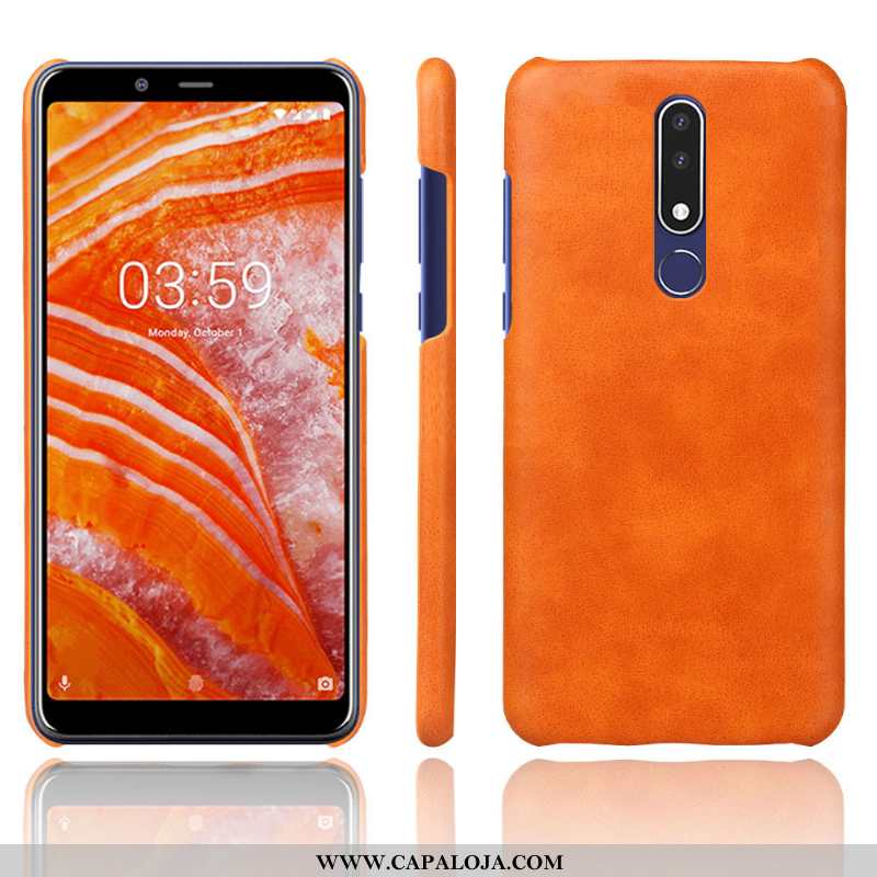 Capas Nokia 3.1 Plus Couro Cases Telemóvel Laranja, Capa Nokia 3.1 Plus Protetoras Baratos