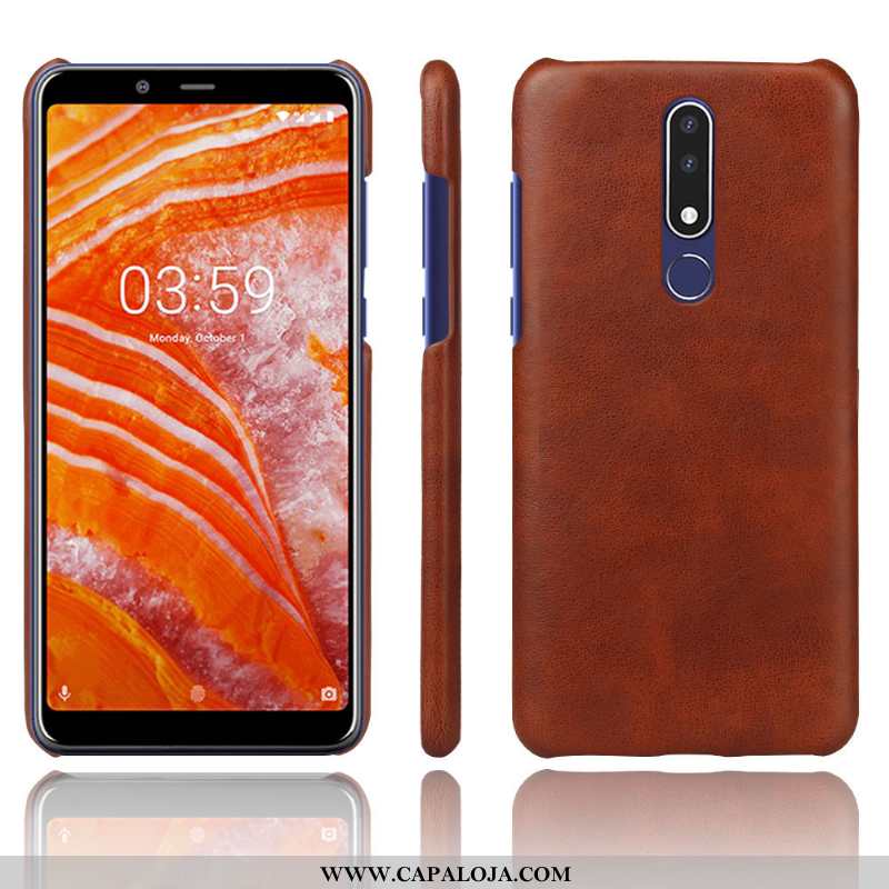 Capas Nokia 3.1 Plus Couro Cases Telemóvel Laranja, Capa Nokia 3.1 Plus Protetoras Baratos