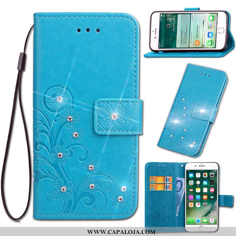 Capas Nokia 4.2 Couro Feminino Azul Cases, Capa Nokia 4.2 Estiloso Comprar