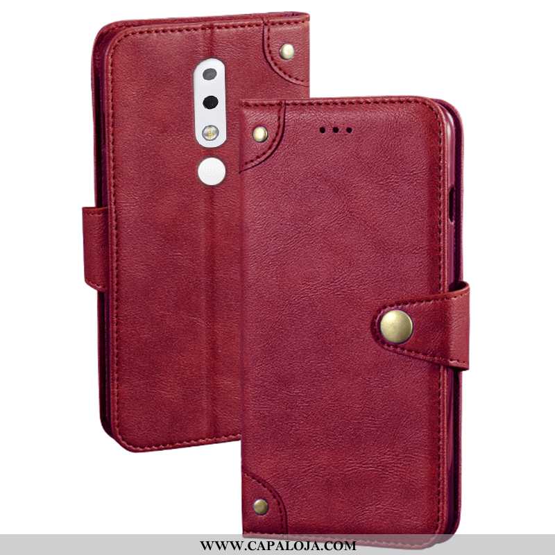 Capas Nokia 5.1 Plus Criativas Cases Protetoras Couro Vermelho, Capa Nokia 5.1 Plus Carteira Baratos