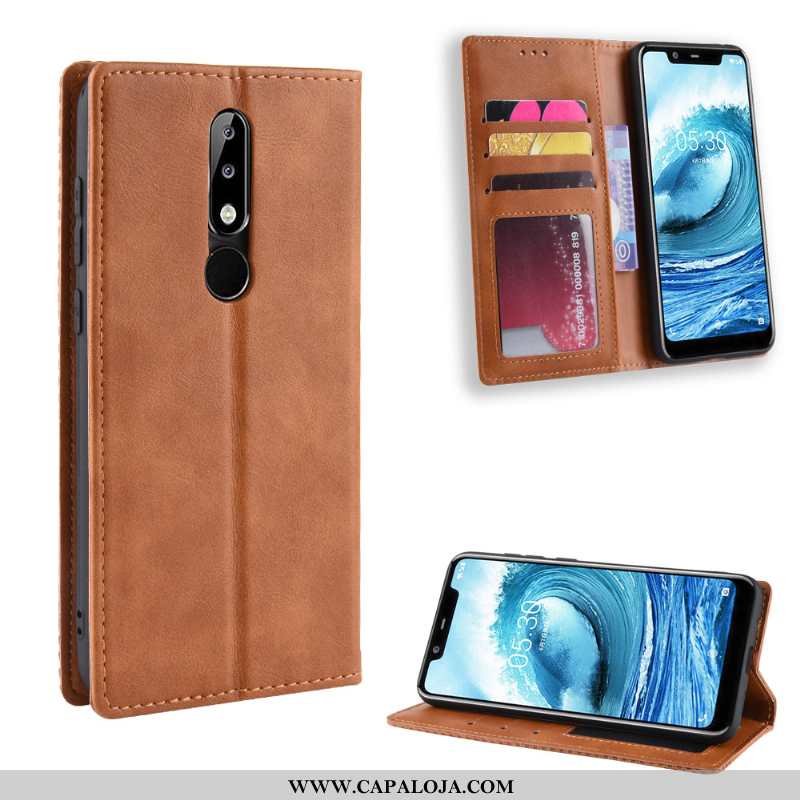 Capas Nokia 5.1 Plus Retro Protetoras Antiqueda Castanho, Capa Nokia 5.1 Plus Couro Baratas