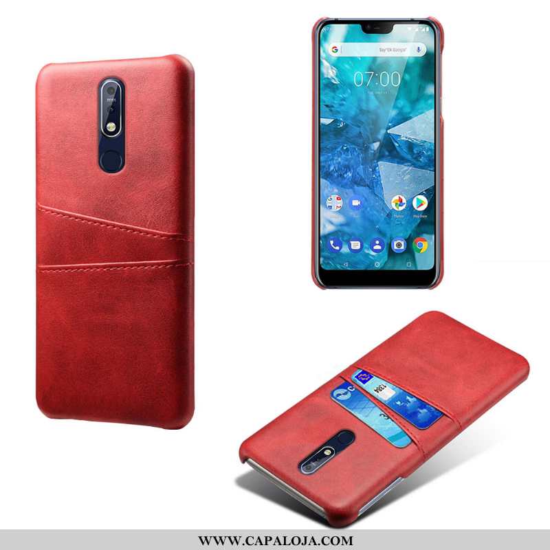 Capas Nokia 7.1 Couro Cinza Retro Telemóvel, Capa Nokia 7.1 Protetoras Baratos