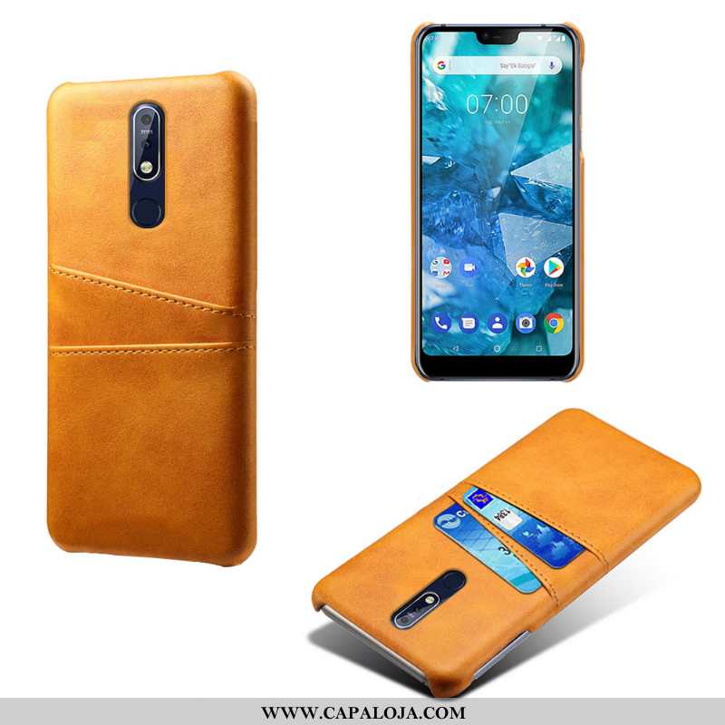 Capas Nokia 7.1 Couro Cinza Retro Telemóvel, Capa Nokia 7.1 Protetoras Baratos