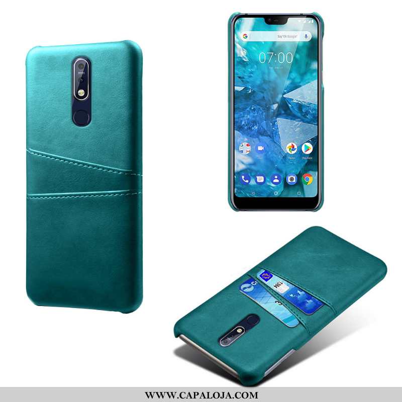 Capas Nokia 7.1 Couro Cinza Retro Telemóvel, Capa Nokia 7.1 Protetoras Baratos